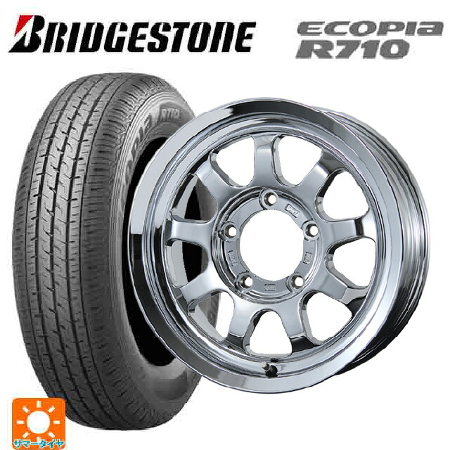 スズキ ジムニーシエラ(74系)用 195/80R15 103/101N ブリヂストン エコピア R710 正規品 トピー ブロウズ ロブナイン # Chrome 新品サマータイヤホイール 5本セット|タイヤホイール専門店コニシタイヤ