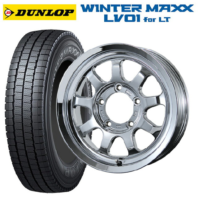 スズキ ジムニー(64系)用 185/85R16 111/109N ダンロップ ウィンターマックス LV01 for VAN トピー ブロウズ ロブナイン Chrome 新品スタッドレスタイヤホイール 4本セット|タイヤホイール専門店コニシタイヤ