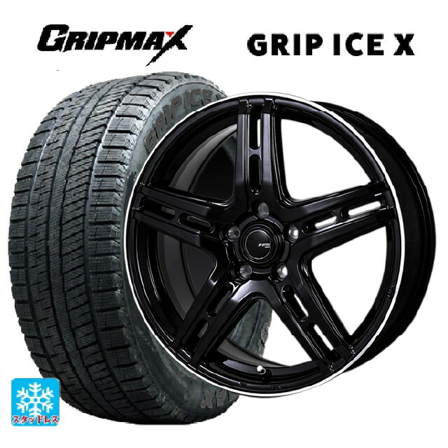 185/60R16 86T グリップマックス グリップアイスX ブラックレター # ジャパン三陽 ジェーピースタイル R52 パールブラック/フランジカットポリッシュ 16-6J 国産車用 スタッドレスタイヤホイール4本セット|タイヤホイール専門店コニシタイヤ