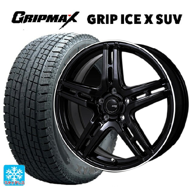 トヨタ bZ4X(11/15系)用 235/60R18 107H XL グリップマックス グリップアイスX SUV ブラックレター # ジャパン三陽 ジェーピースタイル R52 パールブラック/フランジカットポリッシュ 新品スタッドレスタイヤホイール 4本セット