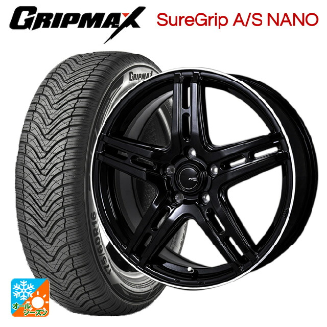 175/60R16 86V XL グリップマックス シュアグリップ A/S ナノ ブラックレター ジャパン三陽 ジェーピースタイル R52 パールブラック/フランジカットポリッシュ 16-6J 国産車用 オールシーズンタイヤホイール4本セット