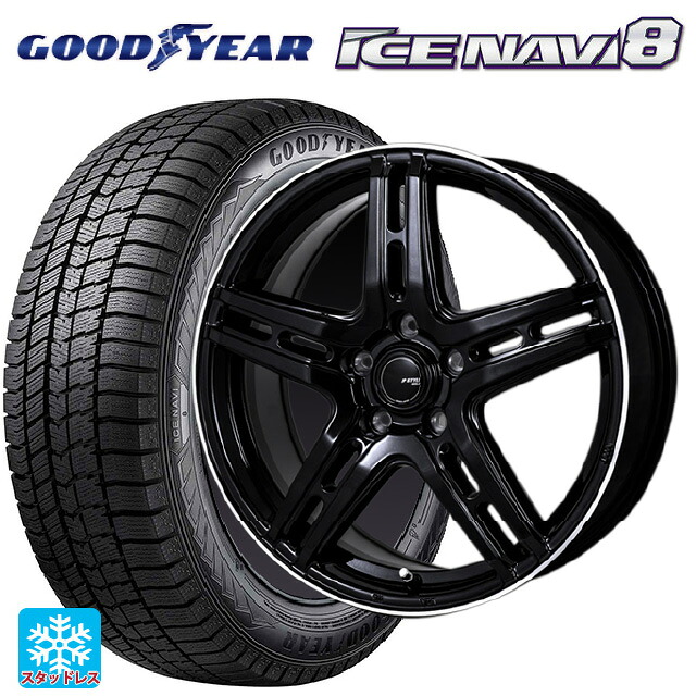 225/50R18 95Q グッドイヤー アイスナビ8 # ジャパン三陽 ジェーピースタイル R52 パールブラック/フランジカットポリッシュ 18-7J 国産車用 スタッドレスタイヤホイール4本セット