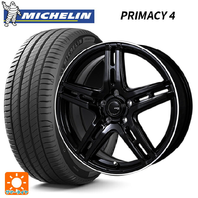 225/50R18 95V DT1(ホンダ承認) ミシュラン 正規品 プライマシー4 ジャパン三陽 ジェーピースタイル R52 パールブラック/フランジカットポリッシュ 18-7J 国産車用 サマータイヤホイール4本セット