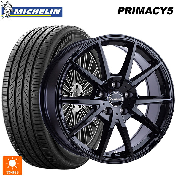 スバル フォレスター(SL系)用 225/55R18 102V XL ミシュラン プライマシー5 正規品 阿部商会 ユーロデザイン スウィンドン グロスブラック 新品サマータイヤホイール 4本セット|タイヤホイール専門店コニシタイヤ