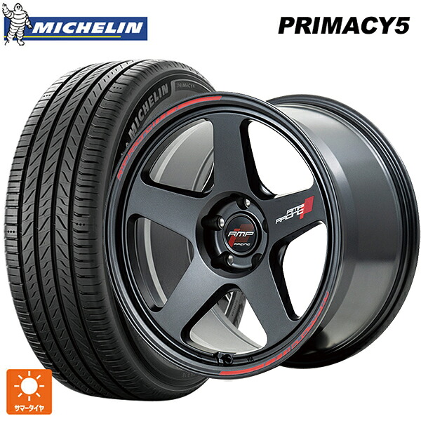 225/55R18 102V XL ミシュラン プライマシー5 正規品 エムアイディー MIDレーシング TR50 ターマックブラック 18-7.5J 国産車用 サマータイヤホイール4本セット