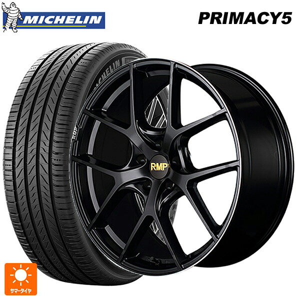 215/45R18 93W XL ミシュラン プライマシー5 正規品 エムアイディー MID エクスクルーシブ 025F セミグロスブラック＋リムエッジDC＋ロゴマシニング 18-7J 国産車用 サマータイヤホイール4本セット｜タイヤホイール専門店コニシタイヤ