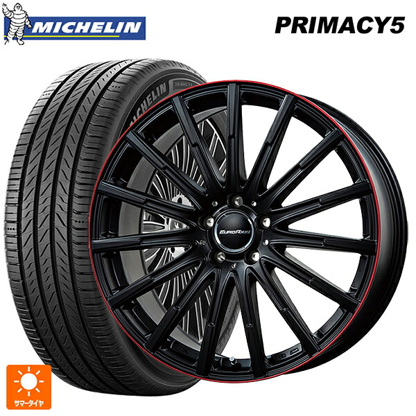 メルセデスベンツ GLB(Ｘ247)用 215/65R17 103V XL ミシュラン プライマシー5 正規品 ユーロアクシス エアフルト マットブラック/レッドリム 新品サマータイヤホイール 4本セット
