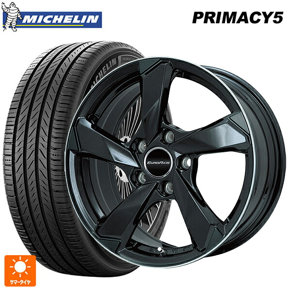 ジャガー Ｅ-ＰＡＣＥ(ＤＦ2系)用 235/55R19 105W XL ミシュラン プライマシー5 正規品 ユーロアクシス クロスエッジ グロスブラック/リムポリッシュ 新品サマータイヤホイール 4本セット