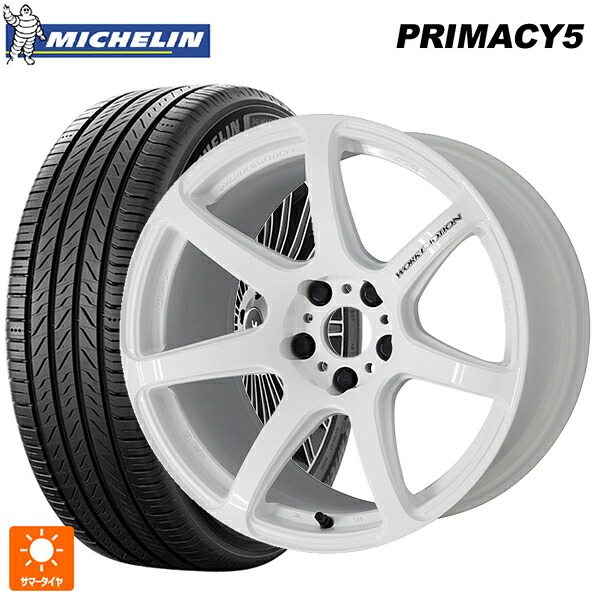 トヨタ GRカローラ(4BA-GZEA14H)用 235/40R18 95Y XL ミシュラン プライマシー5 正規品 ワーク エモーション T7R WHT 新品サマータイヤホイール 4本セット