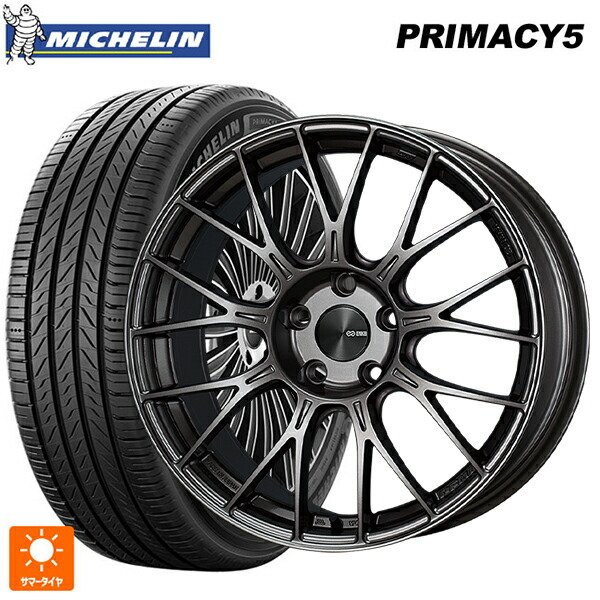ホンダ プレリュード(BF1)用 235/45R18 98Y XL ミシュラン プライマシー5 正規品 エンケイ パフォーマンスライン PFM1 ダークシルバー 新品サマータイヤホイール 4本セット