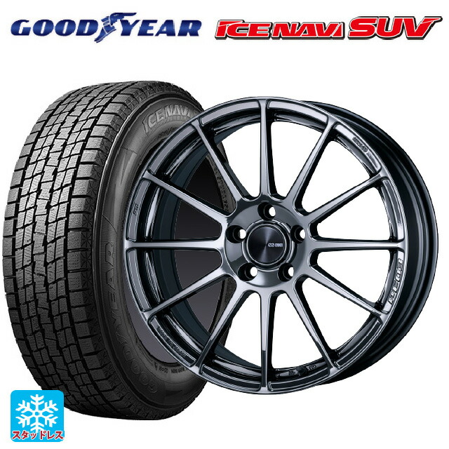 235/60R18 107Q XL グッドイヤー アイスナビ SUV # エンケイ パフォーマンスライン PF03 SBK 18-7.5J 国産車用 スタッドレスタイヤホイール4本セット|タイヤホイール専門店コニシタイヤ