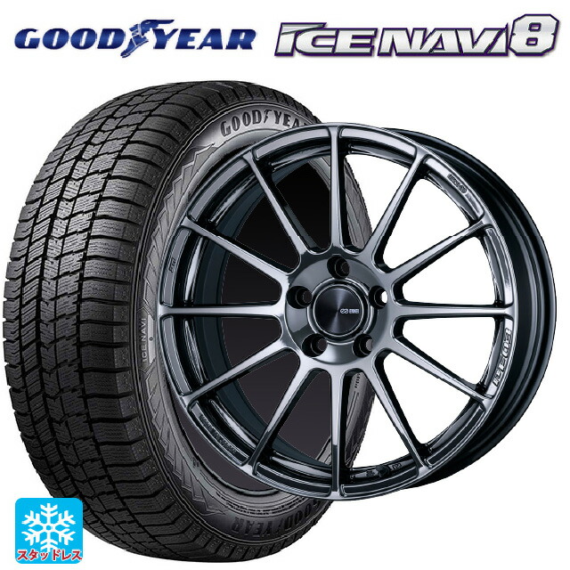 225/60R18 100Q グッドイヤー アイスナビ8 エンケイ パフォーマンスライン PF03 SBK 18-7.5J 国産車用 スタッドレスタイヤホイール4本セット