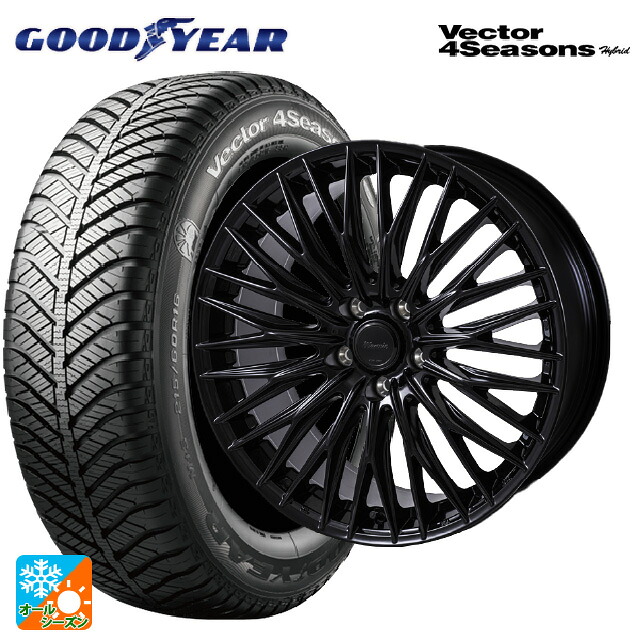225/40R18 92H XL グッドイヤー ベクターフォーシーズンズ ハイブリッド ジャパン三陽 ワーウィック クライヴァー グロスブラック 18-7.5J 国産車用 オールシーズンタイヤホイール4本セット