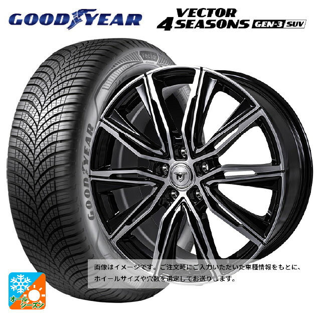 225/60R18 104W XL グッドイヤー ベクター4シーズンズ ジェン3 SUV ジャパン三陽 ジェイピースタイル エムジェイクロス ブラックメタリックポリッシュ 18-7.5J 国産車用 オールシーズンタイヤホイール4本セット