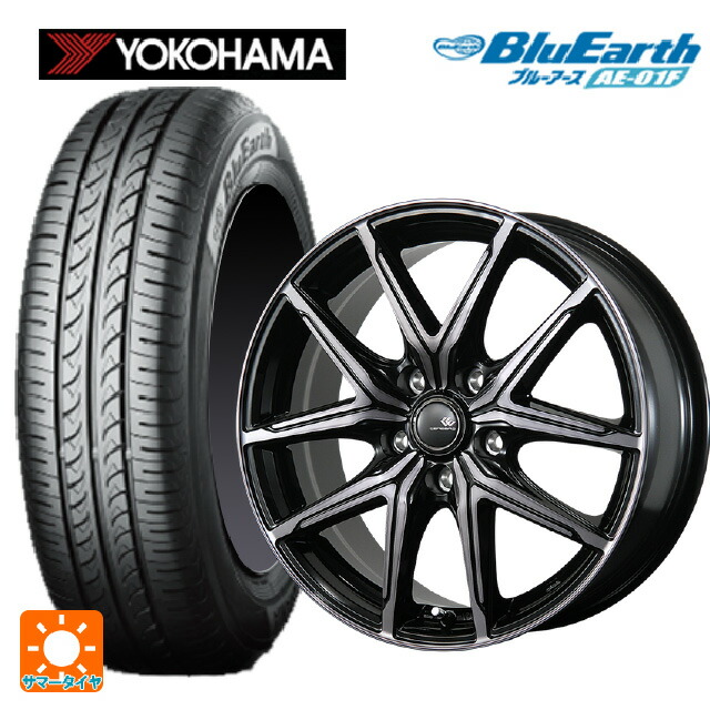 トヨタ シエンタ(10系)用 185/65R15 88S ヨコハマ ブルーアース AE01F トピー セレブロ エフティ―05 ブラックポリッシュ/ブラッククリア 新品サマータイヤホイール 4本セット