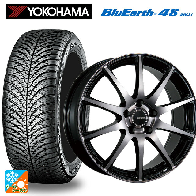 225/50R18 99W XL ヨコハマ ブルーアース4S AW21 # ブリヂストン エコフォルム CRS23 B/NB 18-7J 国産車用 オールシーズンタイヤホイール4本セット