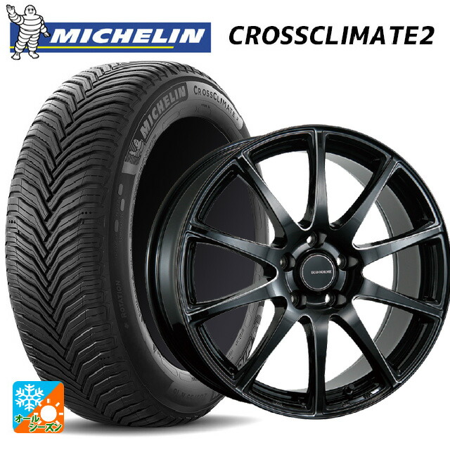 ミツビシ デリカD:5(3DA系)用 225/60R18 104W XL ミシュラン クロスクライメイト2 正規品 ブリヂストン エコフォルム CRS23 B/MN 新品オールシーズンタイヤホイール 4本セット