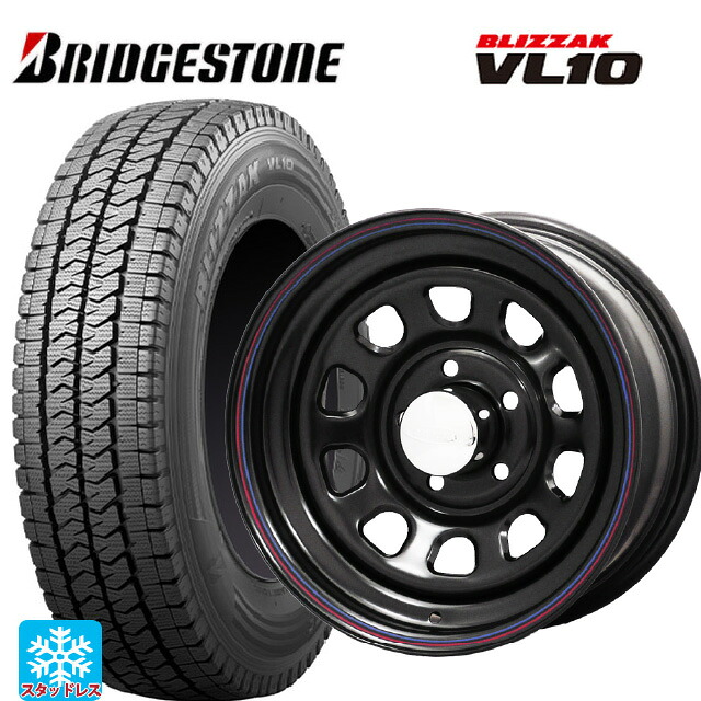 在庫有 スズキ ジムニーシエラ(74系)用 2025年製 195/80R15 107/105N ブリヂストン ブリザック VL10 正規品 # ジャパン三陽 デイトナズ デザイン ブラック(レッド/ブルーライン) 新品スタッドレスタイヤホイール 4本セット