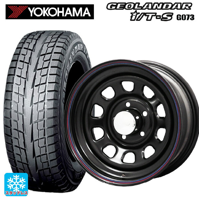 2025年製 215/65R16 98Q ヨコハマ ジオランダー ITS G073 正規品 ジャパン三陽 デイトナズ デザイン ブラック(レッド/ブルーライン) 16-6J 国産車用 スタッドレスタイヤホイール4本セット