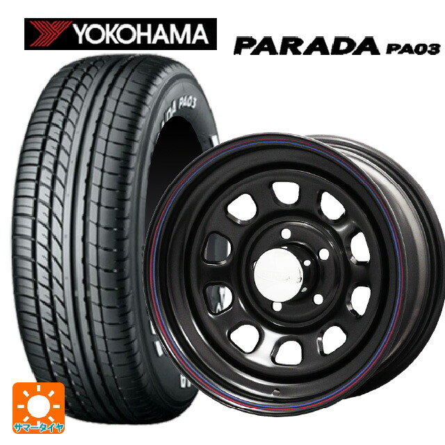215/65R16 109/107S ヨコハマ パラダ PA03 ホワイトレター ジャパン三陽 デイトナズ デザイン ブラック(レッド/ブルーライン) 16-6J 国産車用 サマータイヤホイール4本セット｜タイヤホイール専門店コニシタイヤ