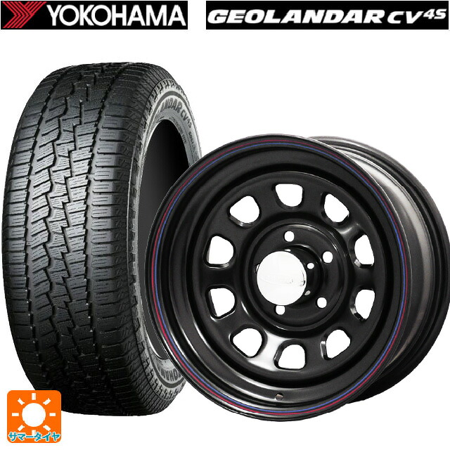 215/65R16 98H ヨコハマ ジオランダー CV G058 正規品 ジャパン三陽 デイトナズ デザイン ブラック(レッド/ブルーライン) 16-6J 国産車用 サマータイヤホイール4本セット