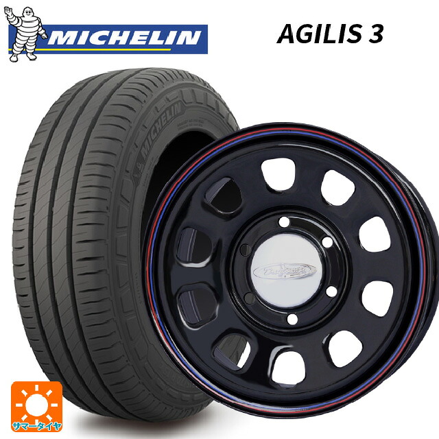 トヨタ ハイエース(200系)用 215/70R15 109/107S ミシュラン 正規品 アジリス 3 ジャパン三陽 デイトナズ G2 デザイン ブラック(レッド/ブルーライン) 新品サマータイヤホイール 4本セット