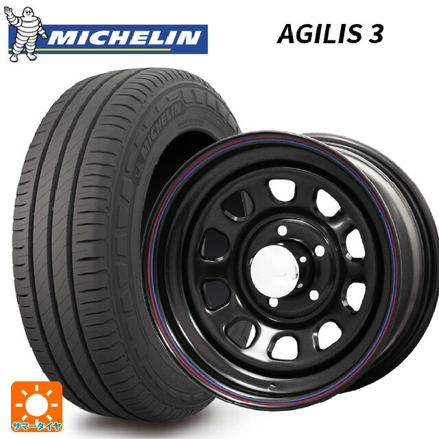 215/65R16 109/107T ミシュラン 正規品 アジリス 3 ジャパン三陽 デイトナズ デザイン ブラック(レッド/ブルーライン) 16-6J 国産車用 サマータイヤホイール4本セット