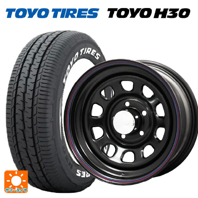 スズキ ジムニーシエラ(74系)用 195/80R15 107/105N トーヨー H30 ホワイトレター ジャパン三陽 デイトナズ デザイン ブラック(レッド/ブルーライン) 新品サマータイヤホイール 4本セット