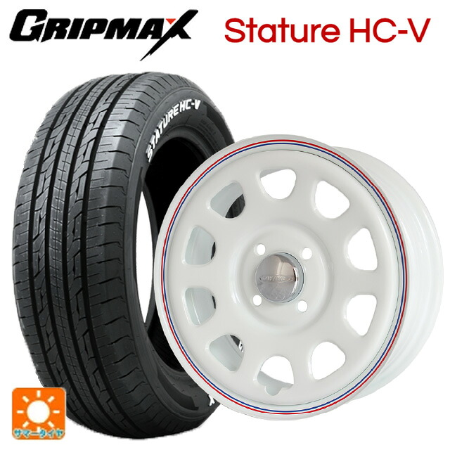 145/80R12 80/78Q グリップマックス スタチャーHCV ホワイトレター ジャパン三陽 デイトナズ G2 デザイン ホワイト(レッド/ブルーライン) 12-4J 国産車用 サマータイヤホイール4本セット｜タイヤホイール専門店コニシタイヤ 34,093円