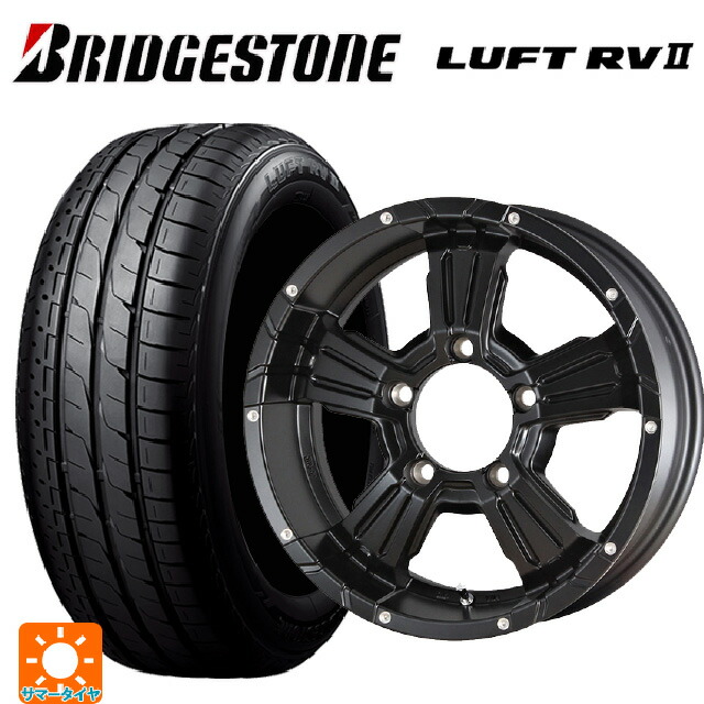 215/65R16 98H ブリヂストン ルフトRV2(日本製) 正規品 # エムアイディー ナイトロパワー クロスクロウ セミグロスブラック＋ピアスドリルド 16-6J 国産車用 サマータイヤホイール4本セット