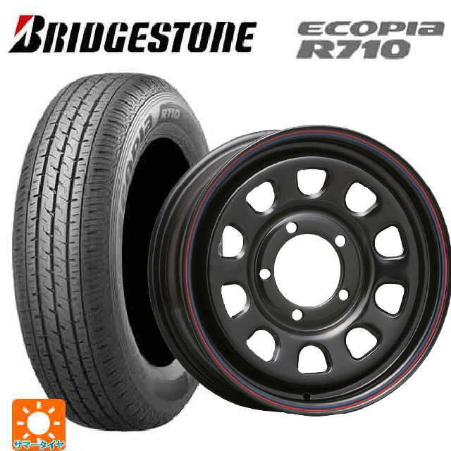 スズキ ジムニーノマド(JC74W)用 195/80R15 103/101N ブリヂストン エコピア R710 正規品 モリタ デイトナズ ブラック(レッド/ブルーライン) 新品サマータイヤホイール 4本セット