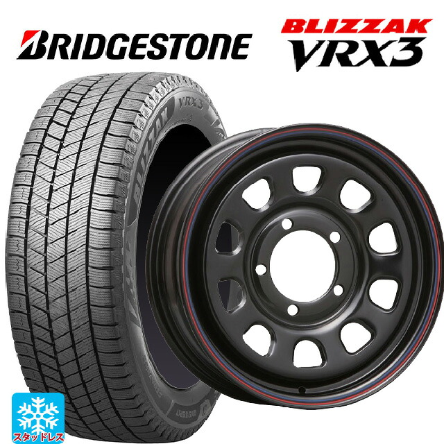 スズキ ジムニー(64系)用 215/70R16 100Q ブリヂストン ブリザック VRX3 正規品 モリタ デイトナズ ブラック(レッド/ブルーライン) 新品スタッドレスタイヤホイール 4本セット