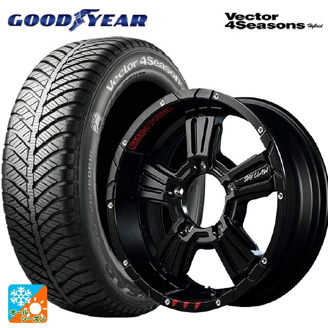 215/65R16 98H グッドイヤー ベクターフォーシーズンズ ハイブリッド エムアイディー ナイトロパワー クロスクロウ グラフィティエディション セミグロスブラック＋ピアスドリルド/グラフィティ 16-6J 国産車用 オールシーズンタイヤホイール4本セット