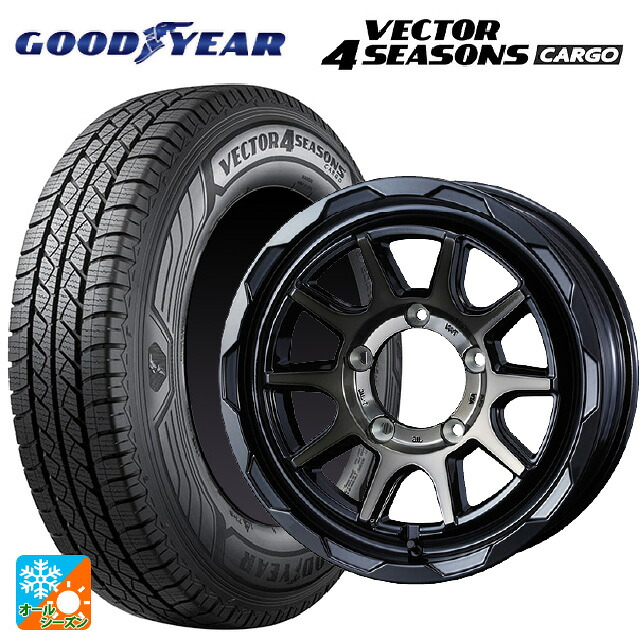 スズキ ジムニーノマド(JC74W)用 195/80R15 107/105N グッドイヤー ベクター4シーズンズ カーゴ ウェッズ マッドヴァンス06 ブラックポリッシュブロンズクリア 新品オールシーズンタイヤホイール 4本セット