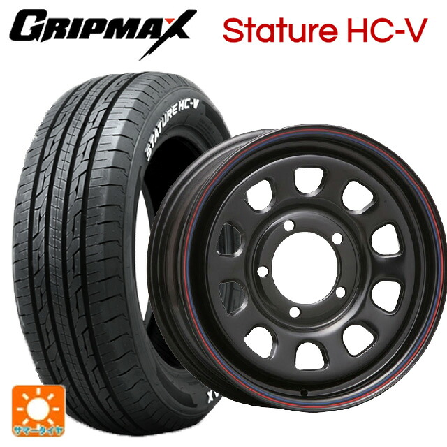 スズキ ジムニーノマド(JC74W)用 195/80R15 107/105Q グリップマックス スタチャーHCV ホワイトレター モリタ デイトナズ ブラック(レッド/ブルーライン) 新品サマータイヤホイール 4本セット