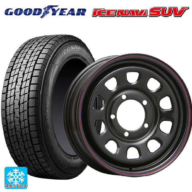 225/70R16 103Q グッドイヤー アイスナビ SUV モリタ デイトナズ ブラック(レッド/ブルーライン) 16-5.5J 国産車用 スタッドレスタイヤホイール4本セット