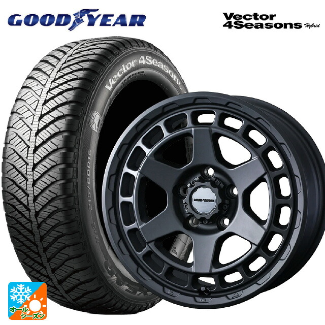 215/65R16 98H グッドイヤー ベクターフォーシーズンズ ハイブリッド ウェッズ マッドヴァンス X タイプS フルマットブラック 16-5.5J 国産車用 オールシーズンタイヤホイール4本セット