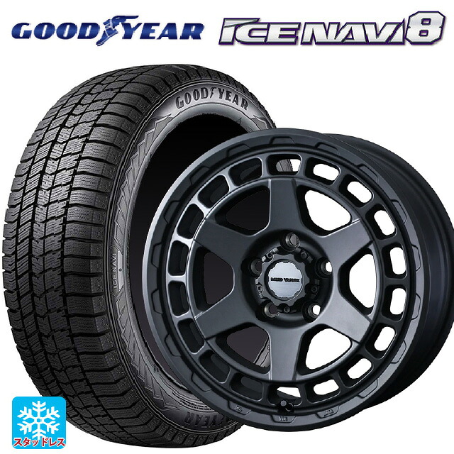 215/65R16 98Q グッドイヤー アイスナビ8 # ウェッズ マッドヴァンス X タイプS フルマットブラック 16-6J 国産車用 スタッドレスタイヤホイール4本セット