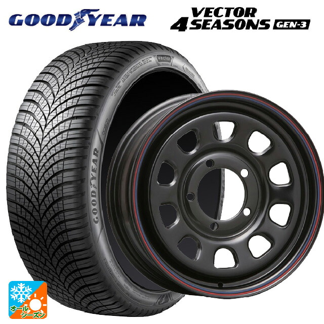 215/65R16 102V XL グッドイヤー ベクター4シーズンズ ジェン3 モリタ デイトナズ ブラック(レッド/ブルーライン) 16-5.5J 国産車用 オールシーズンタイヤホイール4本セット