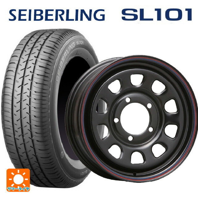 215/65R16 98S セイバーリング セイバーリング SL101(ブリヂストン工場生産) モリタ デイトナズ ブラック(レッド/ブルーライン) 16-6J 国産車用 サマータイヤホイール4本セット