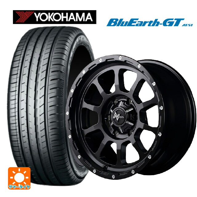 205/60R16 92V ヨコハマ ブルーアースGT AE51 エムアイディー ナイトロパワー M10パーシング セミグロスブラック/マシニング 16-7J 国産車用 サマータイヤホイール4本セット|タイヤホイール専門店コニシタイヤ
