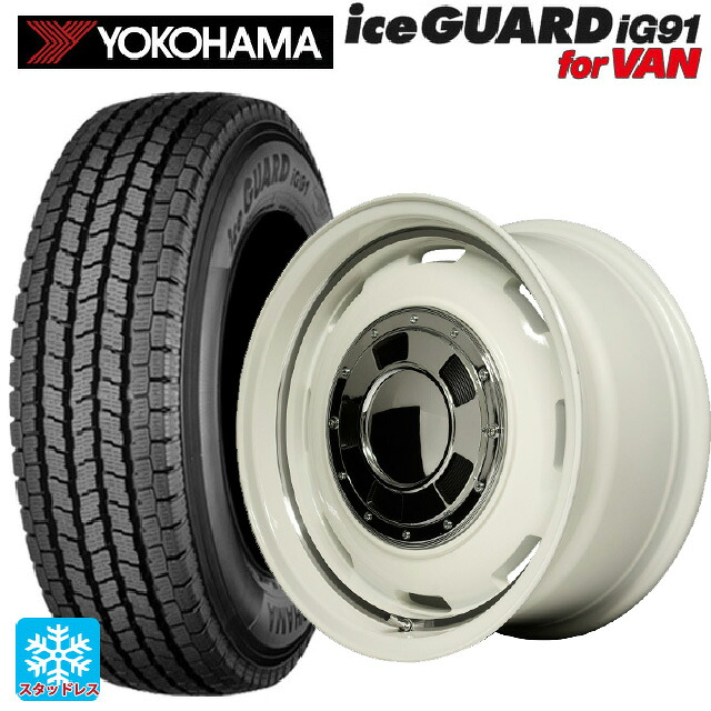 スズキ ジムニー(64系)用 185/85R16 111/109L ヨコハマ アイスガード IG91 for VAN エムアイディー ガルシア シスコ オールドイングリュッシュホワイト+リムヴァーレイ 新品スタッドレスタイヤホイール 5本セット