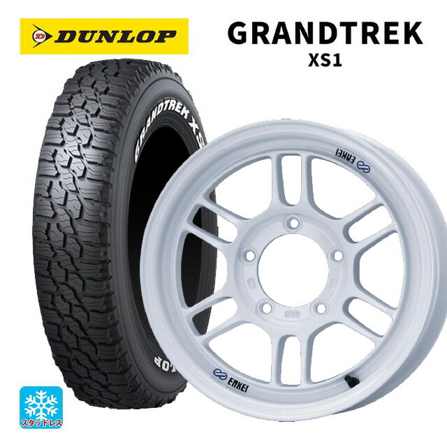 2024年製 215/70R16 100/97N ダンロップ グラントレックXS1 ホワイトレター # エンケイ オールロード RPT1 ホワイト 16-5.5J 国産車用 スタッドレスタイヤホイール4本セット