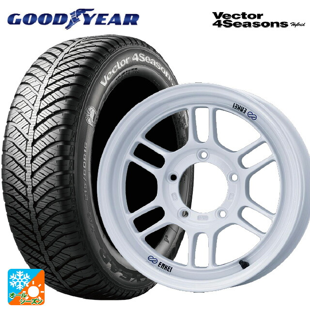 215/65R16 98H グッドイヤー ベクターフォーシーズンズ ハイブリッド エンケイ オールロード RPT1 ホワイト 16-5.5J 国産車用 オールシーズンタイヤホイール4本セット