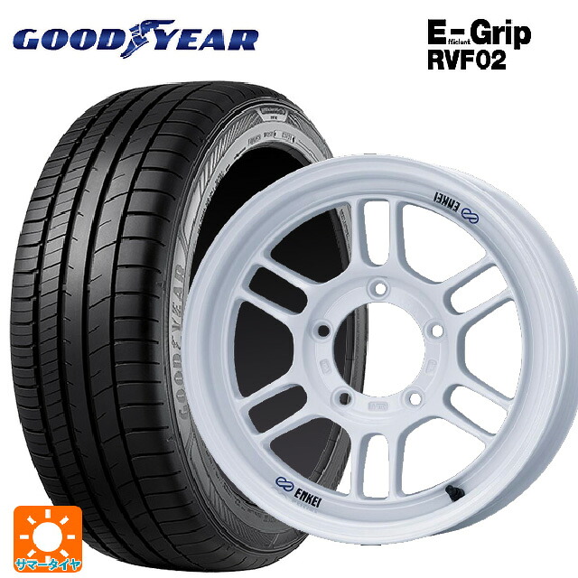 215/65R16 98H グッドイヤー エフィシェントグリップ RVF02 エンケイ オールロード RPT1 ホワイト 16-6J 国産車用 サマータイヤホイール4本セット