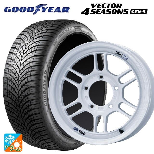 215/65R16 102V XL グッドイヤー ベクター4シーズンズ ジェン3 エンケイ オールロード RPT1 ホワイト 16-5.5J 国産車用 オールシーズンタイヤホイール4本セット|タイヤホイール専門店コニシタイヤ