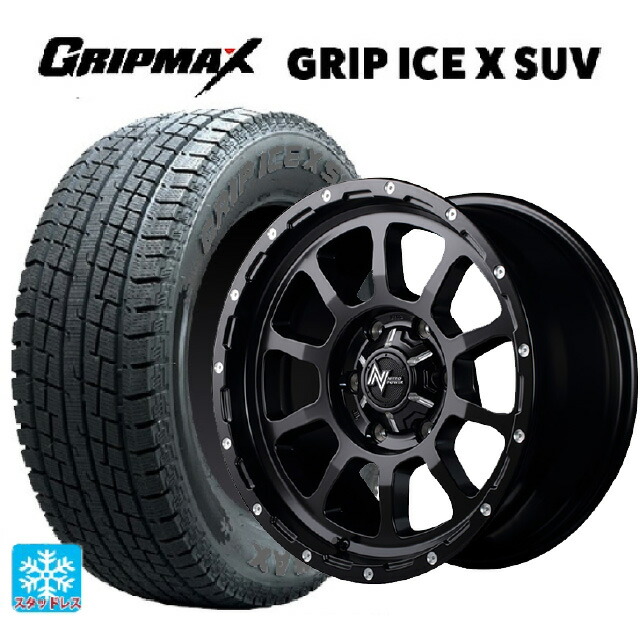 ニッサン NV350キャラバン(E26系)用 195/80R15 107/105N グリップマックス グリップアイスX SUV ブラックレター # エムアイディー ナイトロパワー M10パーシング セミグロスブラック／マシニング 新品スタッドレスタイヤホイール 4本セット 71,297円