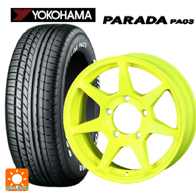 215/65R16 109/107S ヨコハマ パラダ PA03 ホワイトレター ドゥオール CST ゼロワンハイパー +J 鋳出しロゴ 蛍光イエロー 16-6J 国産車用 サマータイヤホイール4本セット