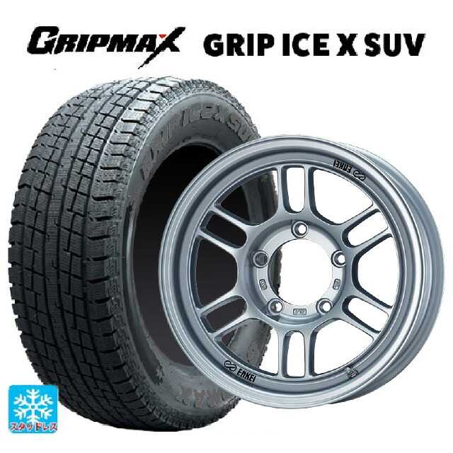 スズキ ジムニー(64系)用 185/85R16 105N グリップマックス グリップアイスX SUV ブラックレター エンケイ オールロード RPT1 スパークルシルバー 新品スタッドレスタイヤホイール 5本セット
