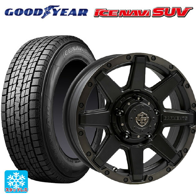 スズキ ジムニーシエラ(74系)用 225/70R16 103Q グッドイヤー アイスナビ SUV ウェッズ クロスオーバー ガーメンツ スタイルU マットブラッククリア 新品スタッドレスタイヤホイール 5本セット